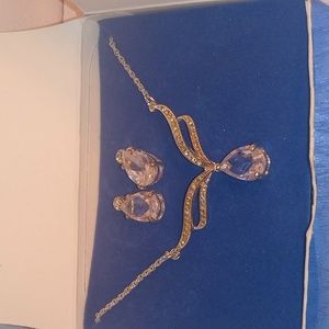 Cz earrings and necklace new in box avon